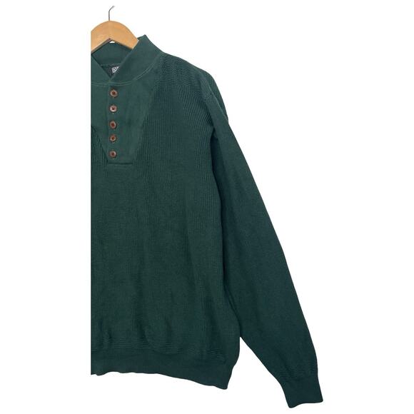 Vintage Lands End Sweater Mens XL Green Cotton Henley Pullover USA Retro 80s 90s - Picture 6 of 12
